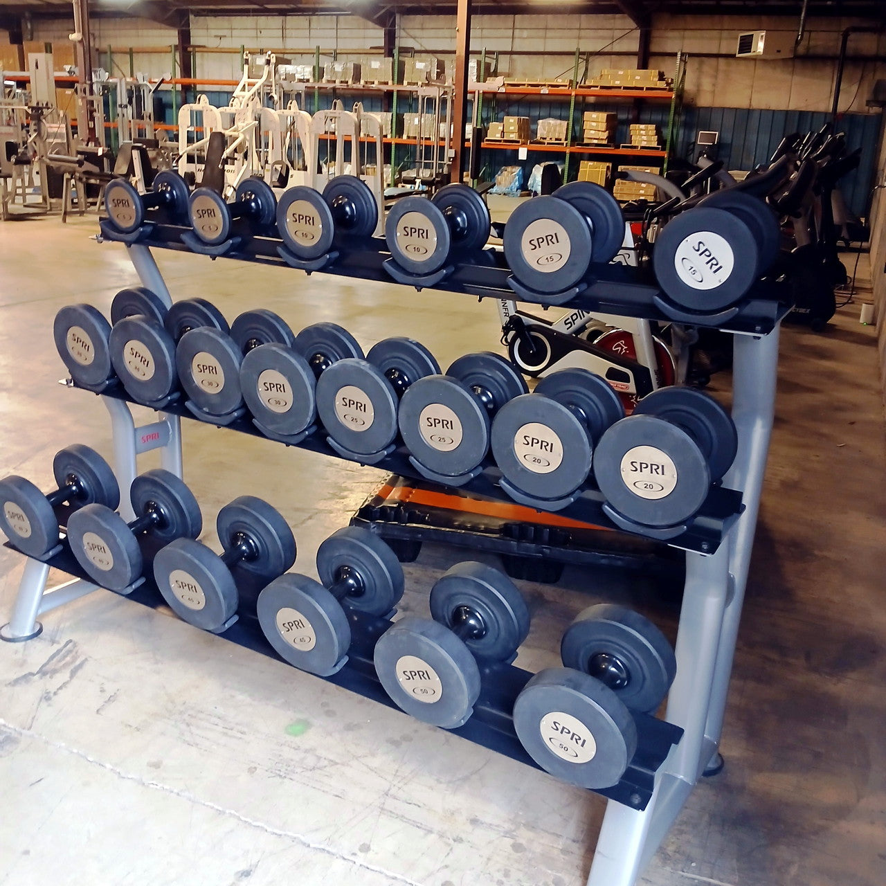 SPRI Urethane Dumbbell Set 5-50lbs w Rack