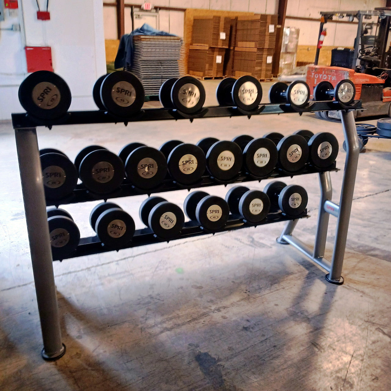 SPRI Urethane Dumbbell Set 5-50lbs w Rack