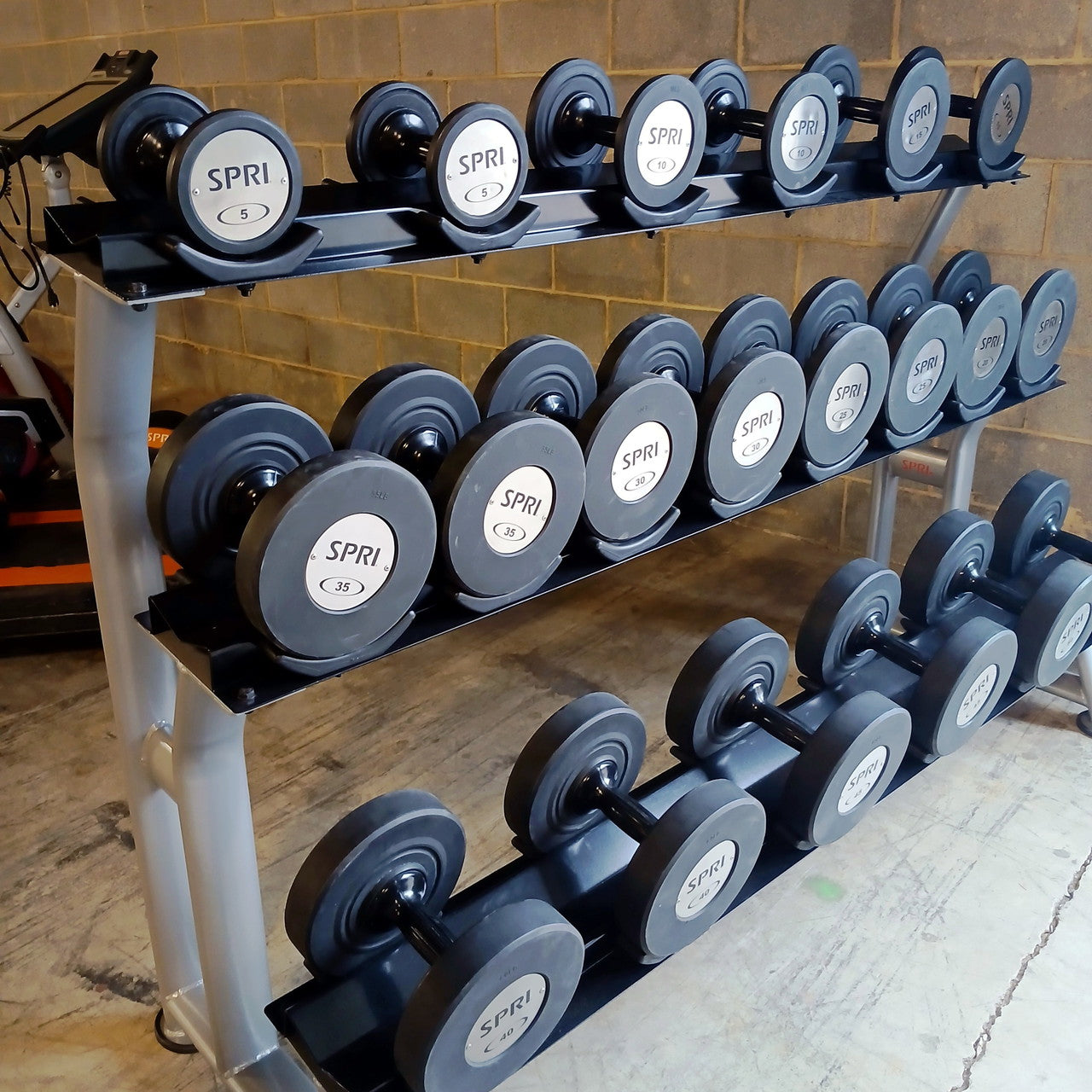 SPRI Urethane Dumbbell Set 5-50lbs w Rack