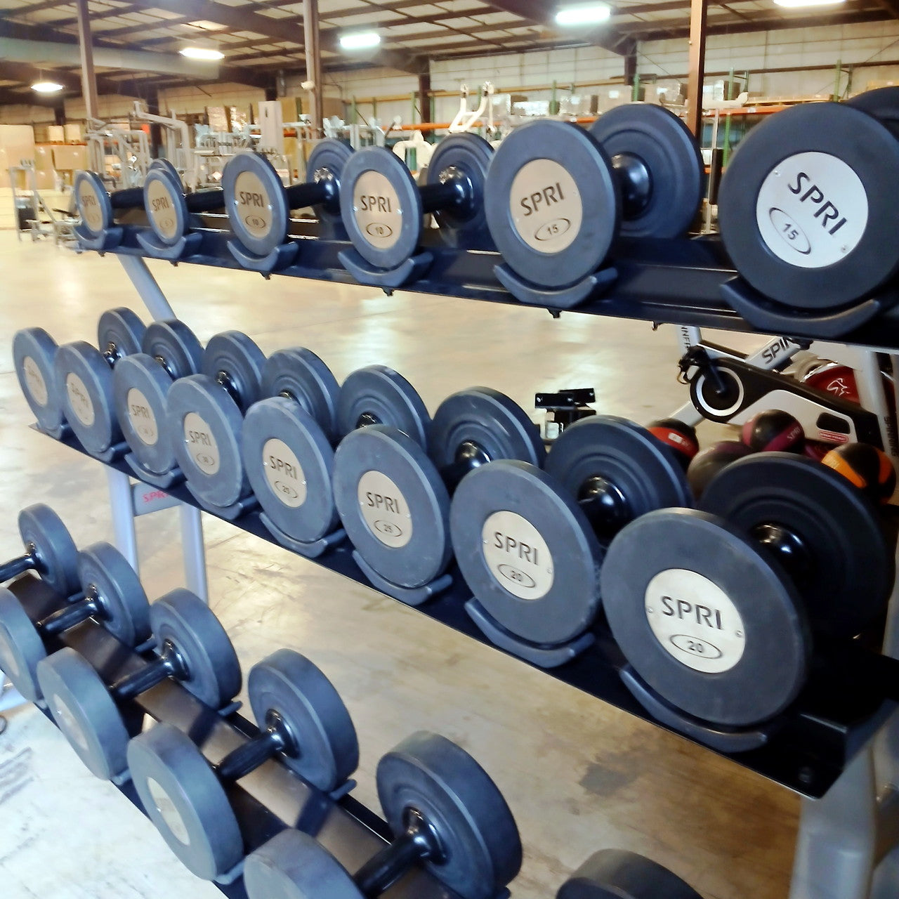 SPRI Urethane Dumbbell Set 5-50lbs w Rack