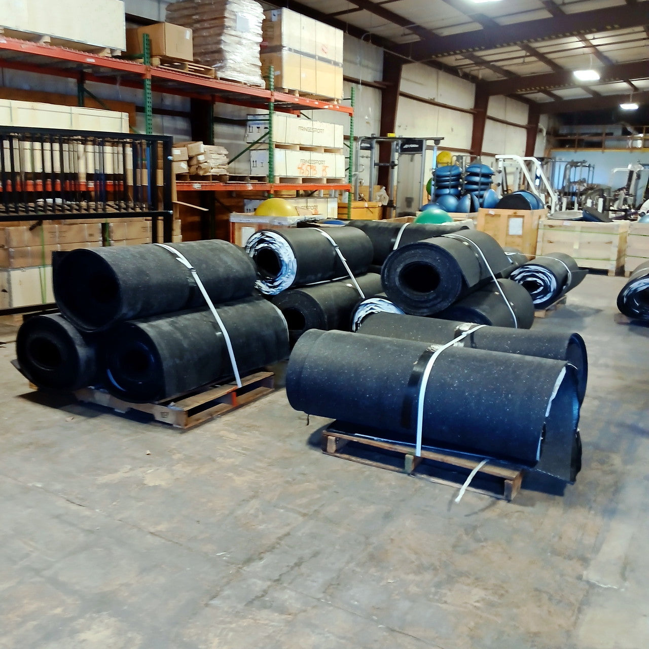 Used Hammer Clad Premium Rubber 1/2" Gym Rolls Gym Flooring- 40 ft Rolls