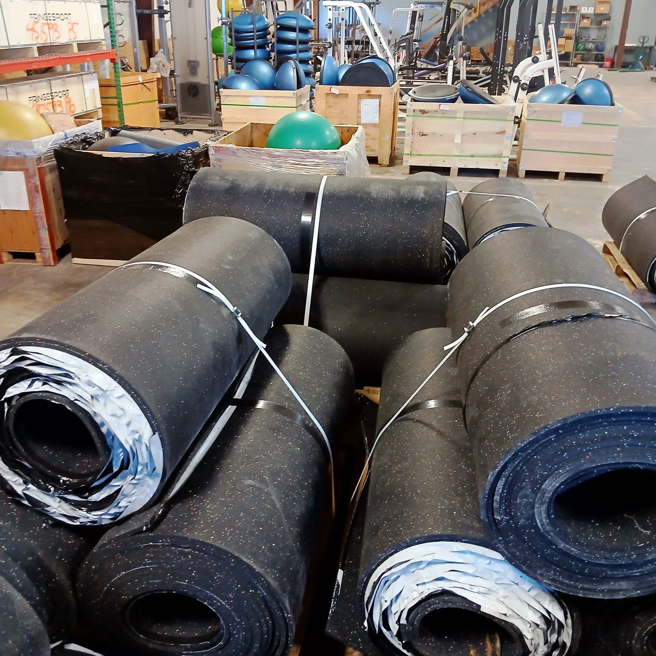 Used Hammer Clad Premium Rubber 1/2" Gym Rolls Gym Flooring- 40 ft Rolls