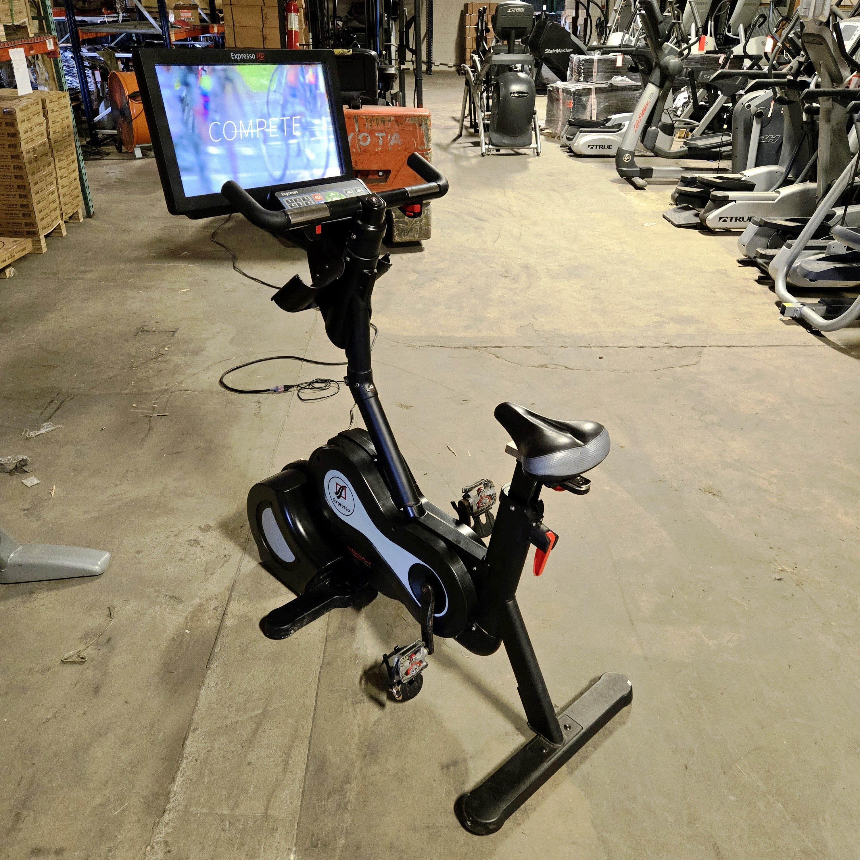 interactive stationary bicycle Expresso Upright Bike Fully Virtual Interactive Display