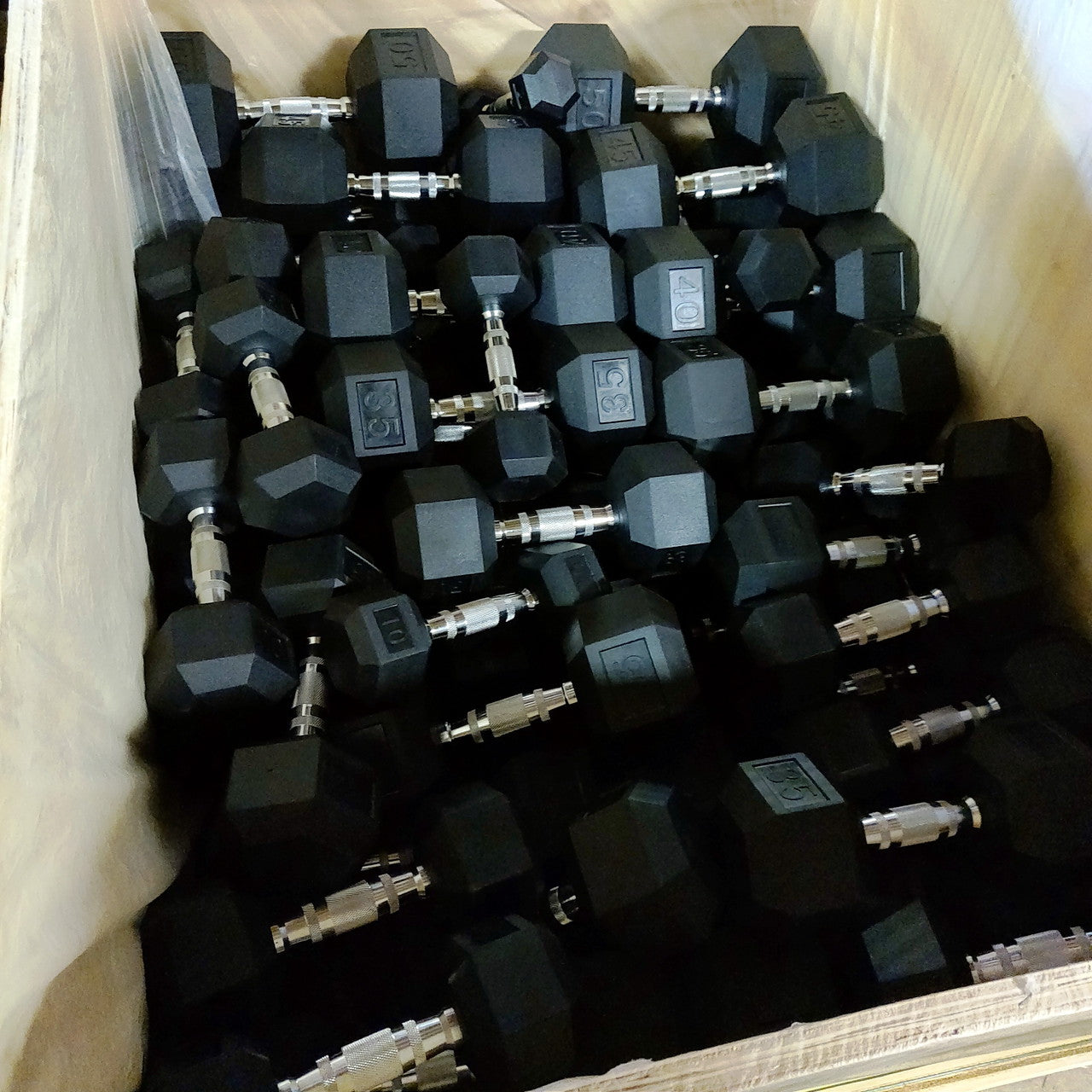 Set of 5-60lb Rubber Hex Dumbbells HEAVY DUTY Commercial Grade