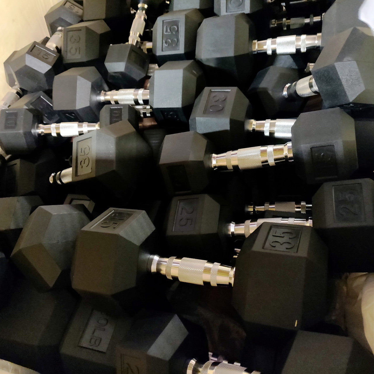 Set of 5-60lb Rubber Hex Dumbbells HEAVY DUTY Commercial Grade