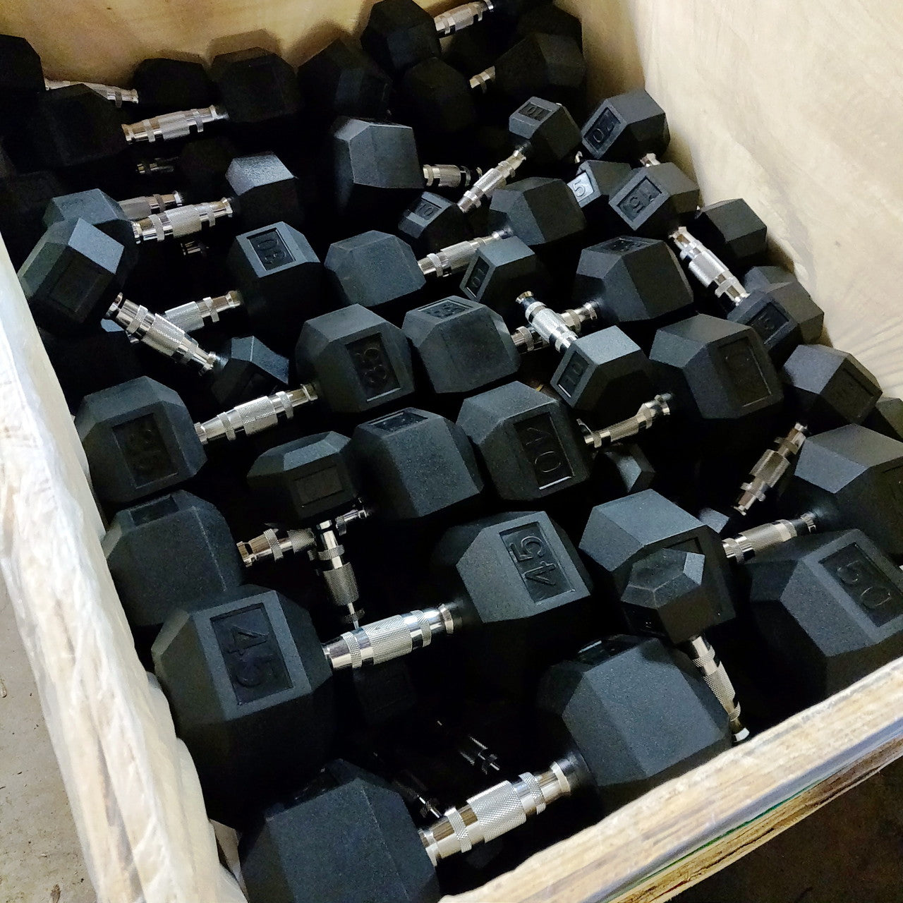 Set of 5-60lb Rubber Hex Dumbbells HEAVY DUTY Commercial Grade