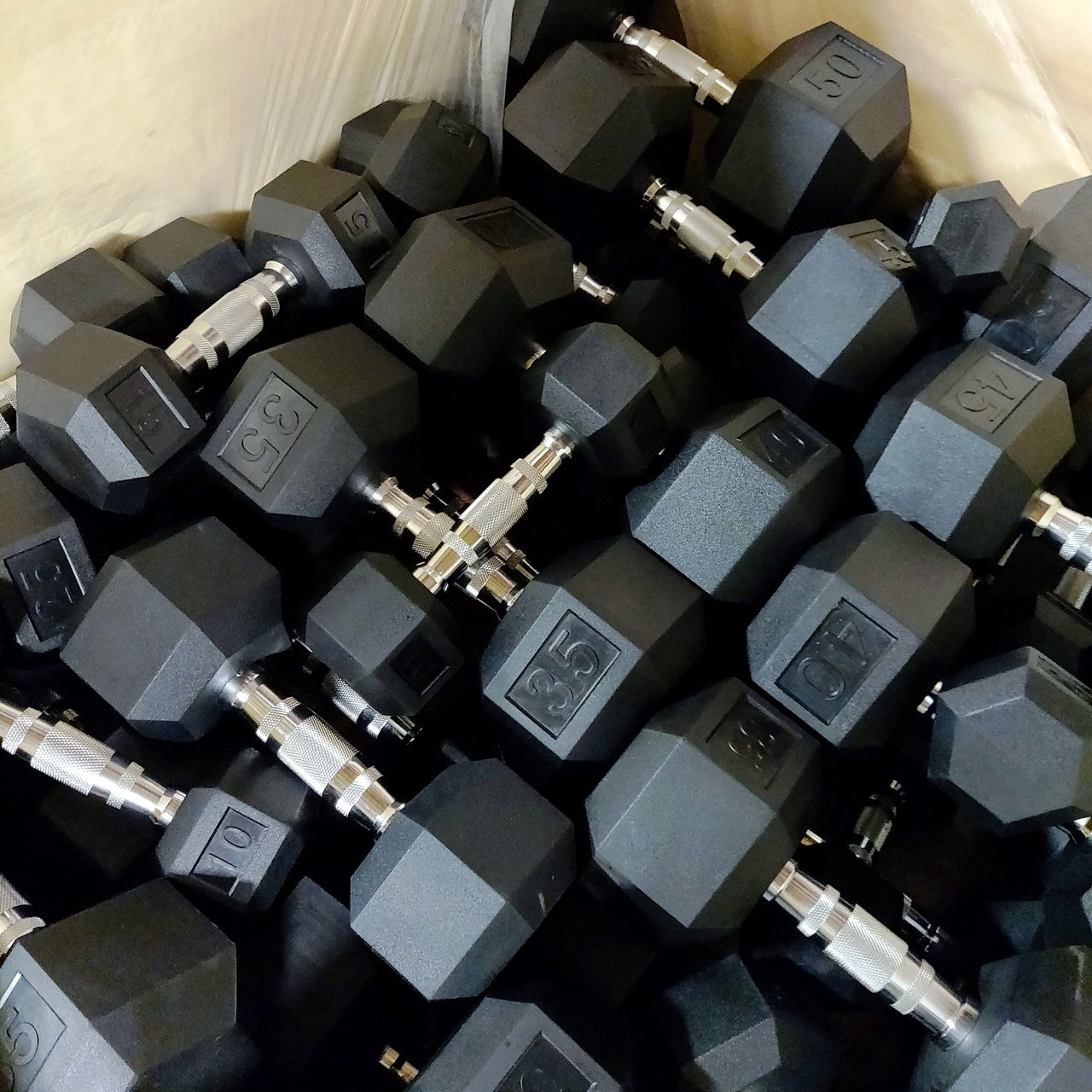 Set of 5-60lb Rubber Hex Dumbbells HEAVY DUTY Commercial Grade