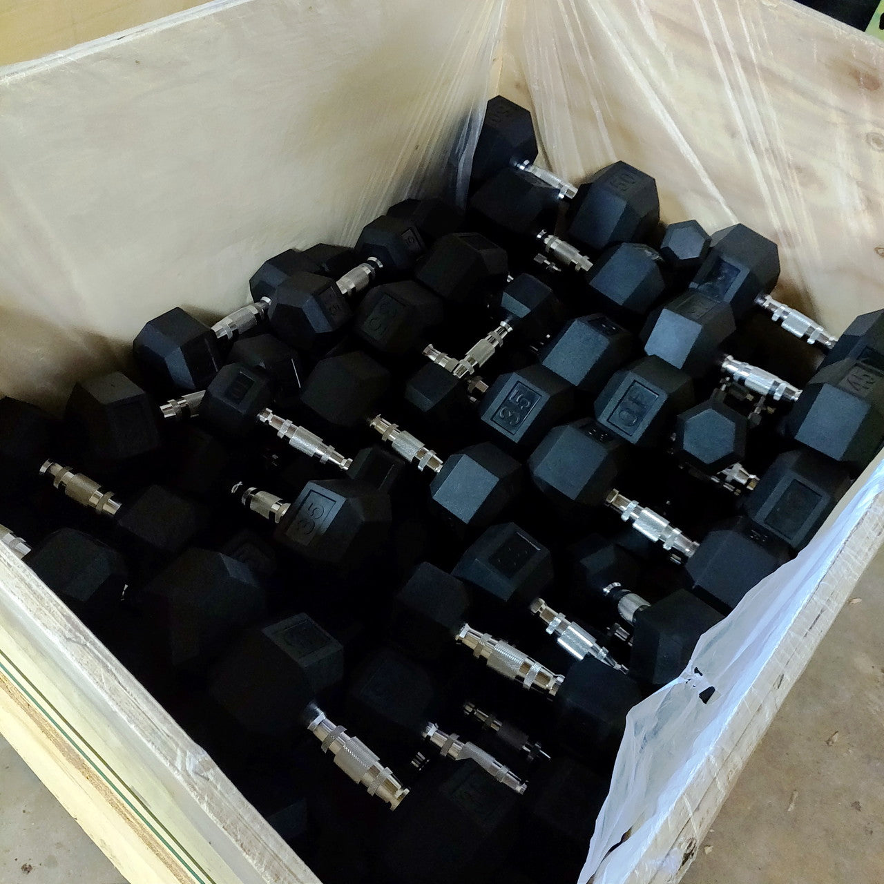 Set of 5-60lb Rubber Hex Dumbbells HEAVY DUTY Commercial Grade