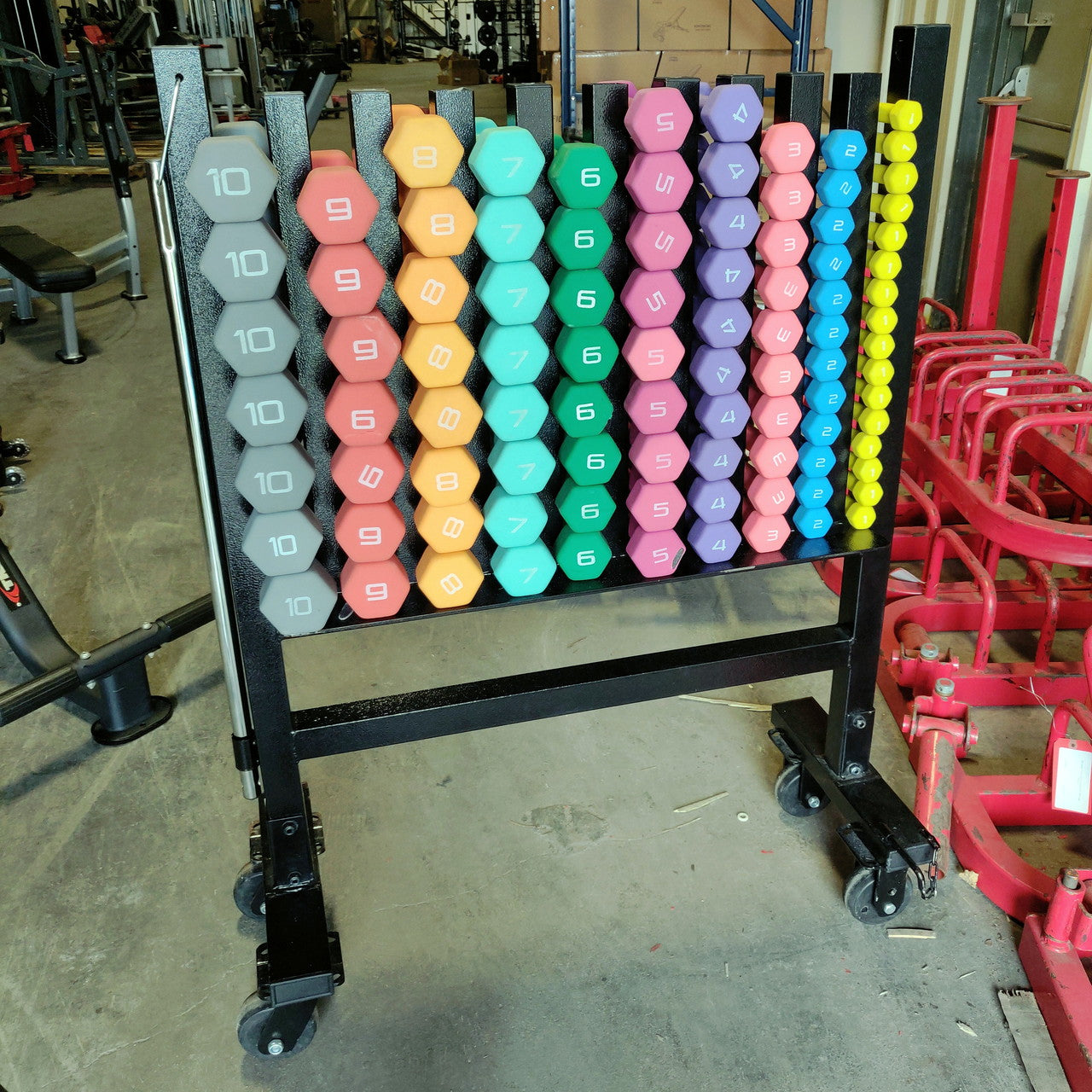 Mobile Neoprene Dumbbell Set Plus Rack