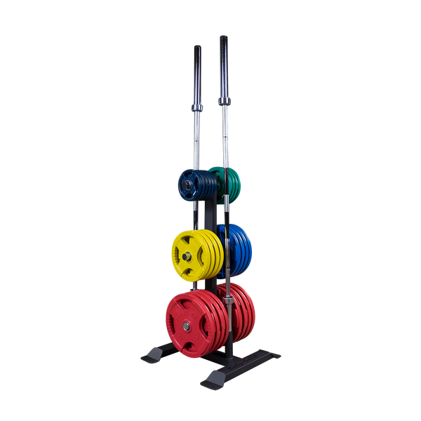 NEW Body Solid Weight Plate Tree Weight Rack for Bumper Plates with Barbell Holders WT56