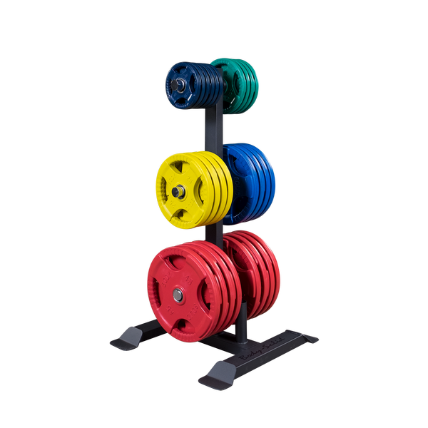 NEW Body Solid Weight Plate Tree Weight Rack for Bumper Plates with Barbell Holders WT56