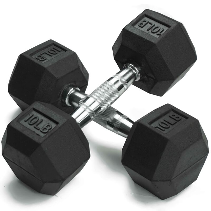 NEW Individual Rubber Hex Dumbbells 10lb Pair