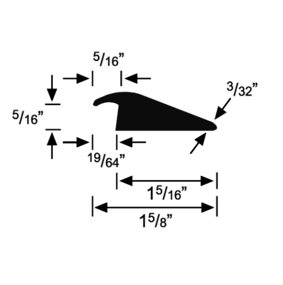 NEW Premium Rubber Transition Strips for Rubber Flooring Reducer Ramp - Black For 8mm or 3/8" Flooring (12' Piece)