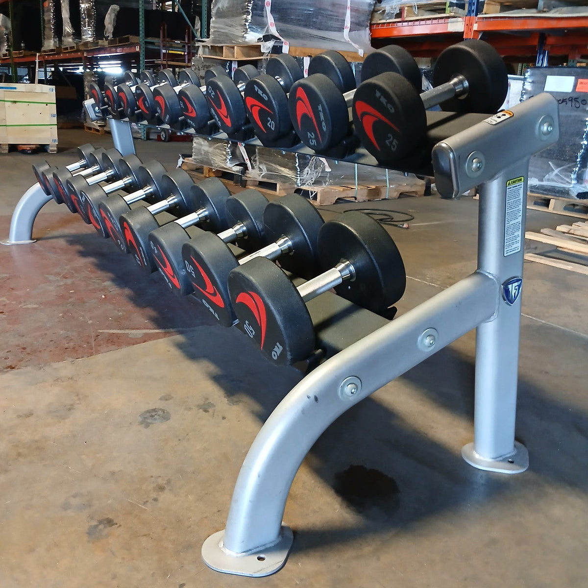 TKO 5-50 lb Signature Urethane Dumbbell Set w/ 2 Tier Pro Style Dumbbell Rack