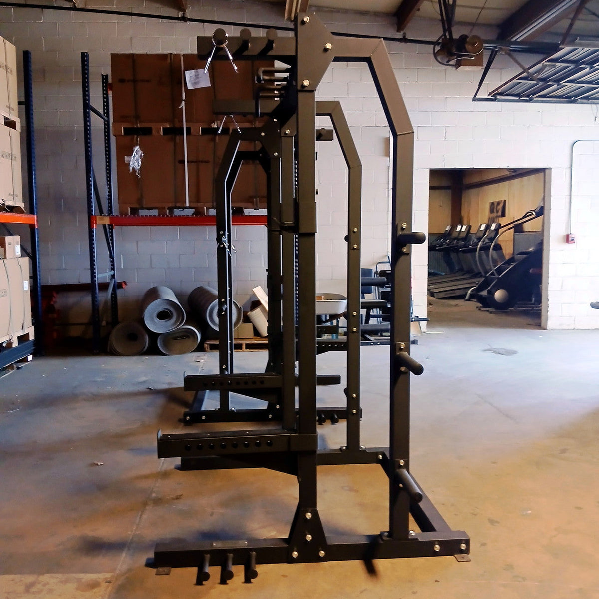 USED Lethal Fitness Half Rack Squat Rack with Band Pegs, Storage