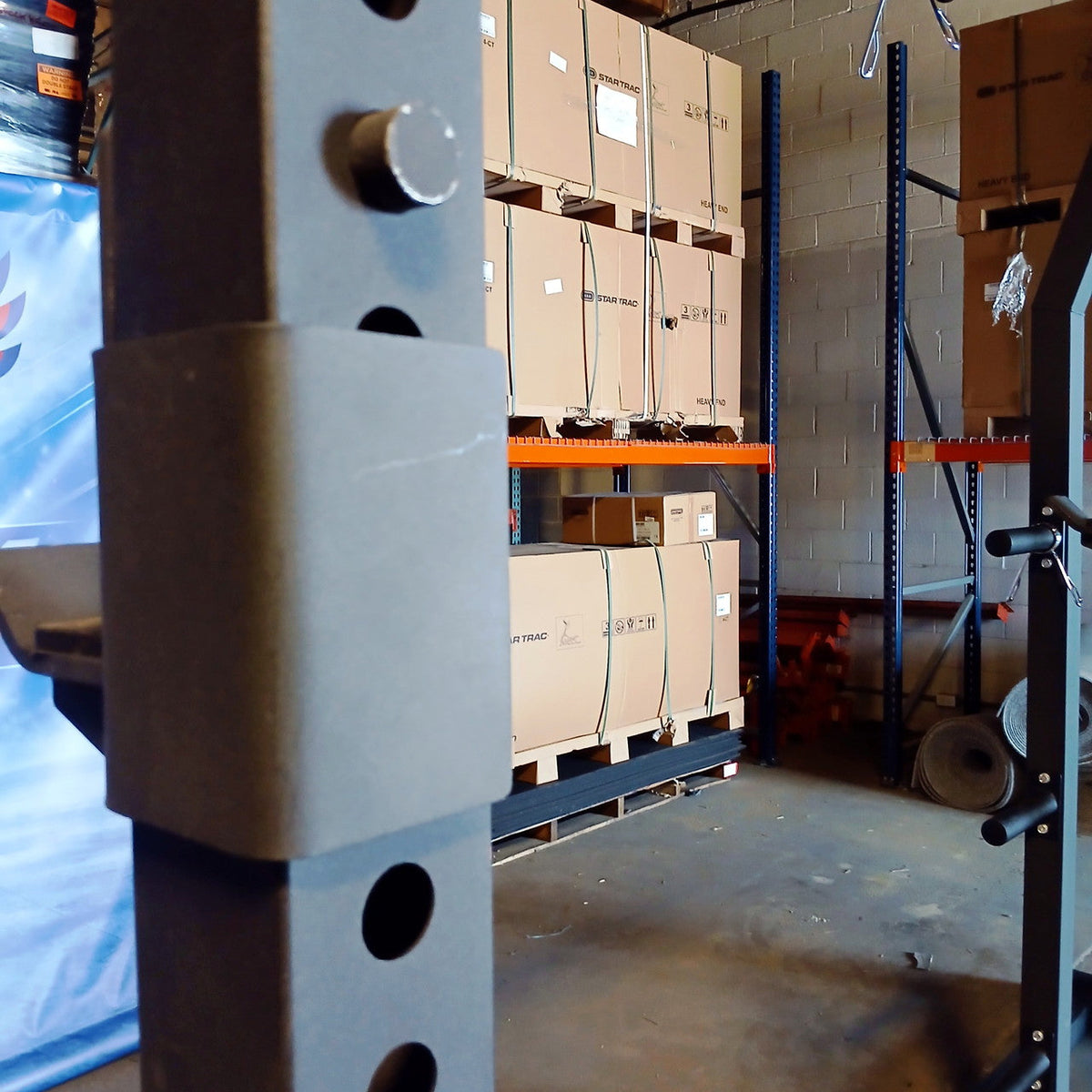 USED Lethal Fitness Half Rack Squat Rack with Band Pegs, Storage