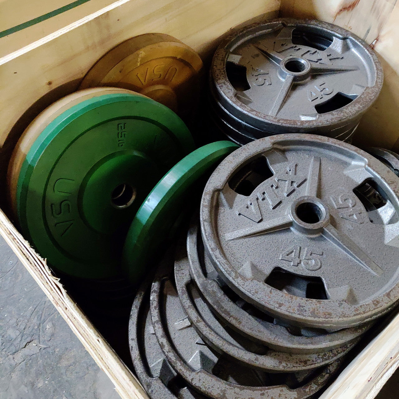 Used Olympic Weight Plates Iron/Rubber Coated (Grab Bag)