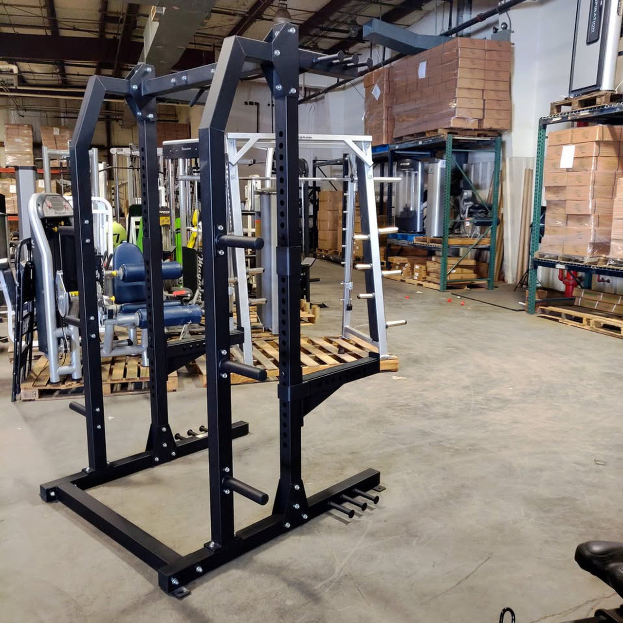 USED Lethal Fitness Half Rack Squat Rack with Band Pegs, Storage