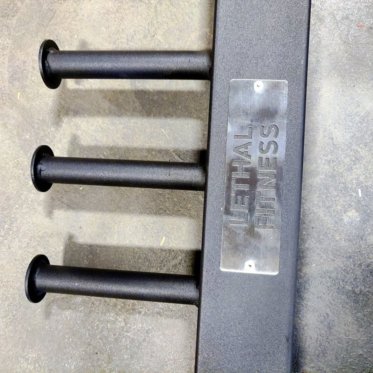 USED Lethal Fitness Half Rack Squat Rack with Band Pegs, Storage