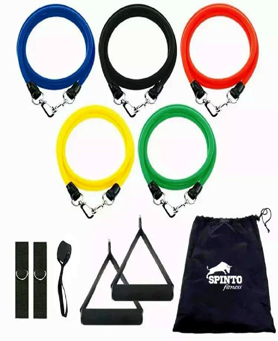 SPINTO FITNESS Resistance Tubes w/Handle Options, Door Anchor & Bag