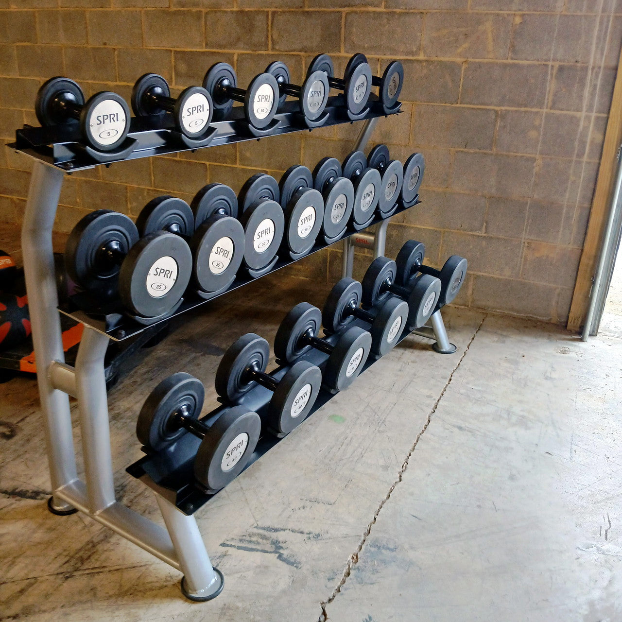 SPRI Urethane Dumbbell Set 5-50lbs w Rack