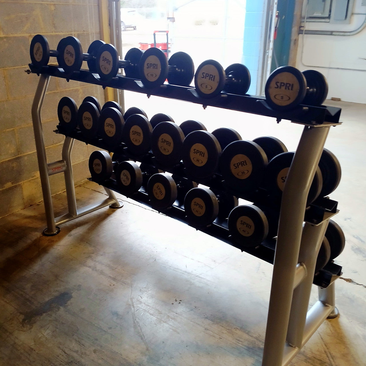 SPRI Urethane Dumbbell Set 5-50lbs w Rack