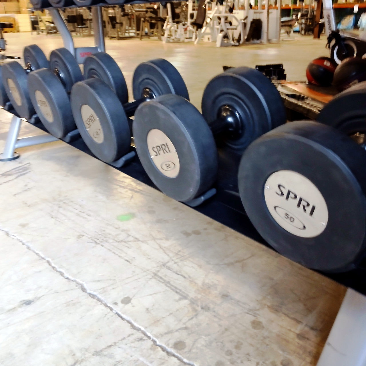 SPRI Urethane Dumbbell Set 5-50lbs w Rack