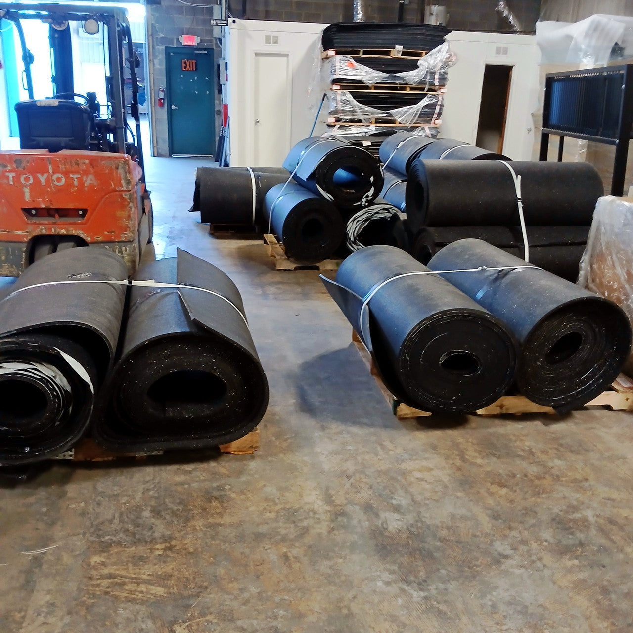 Used Hammer Clad Premium Rubber 1/2" Gym Rolls Gym Flooring- 40 ft Rolls