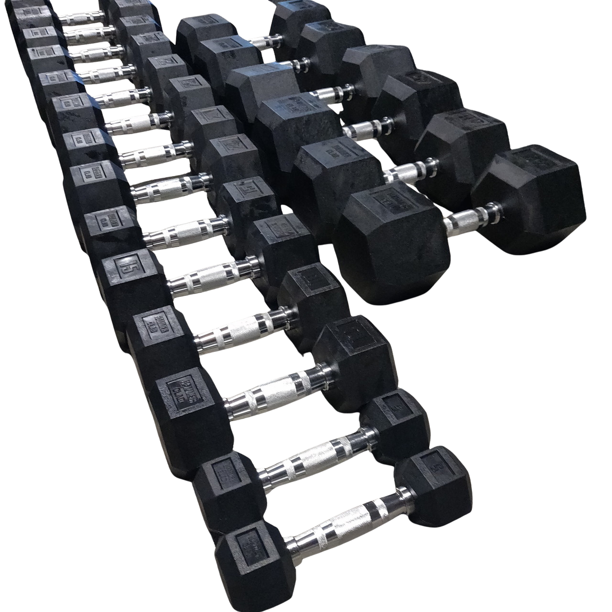 |Free Nationwide Shipping| NEW Hammer Clad Premium Rubber Hex Dumbbells 5–50 lb Set