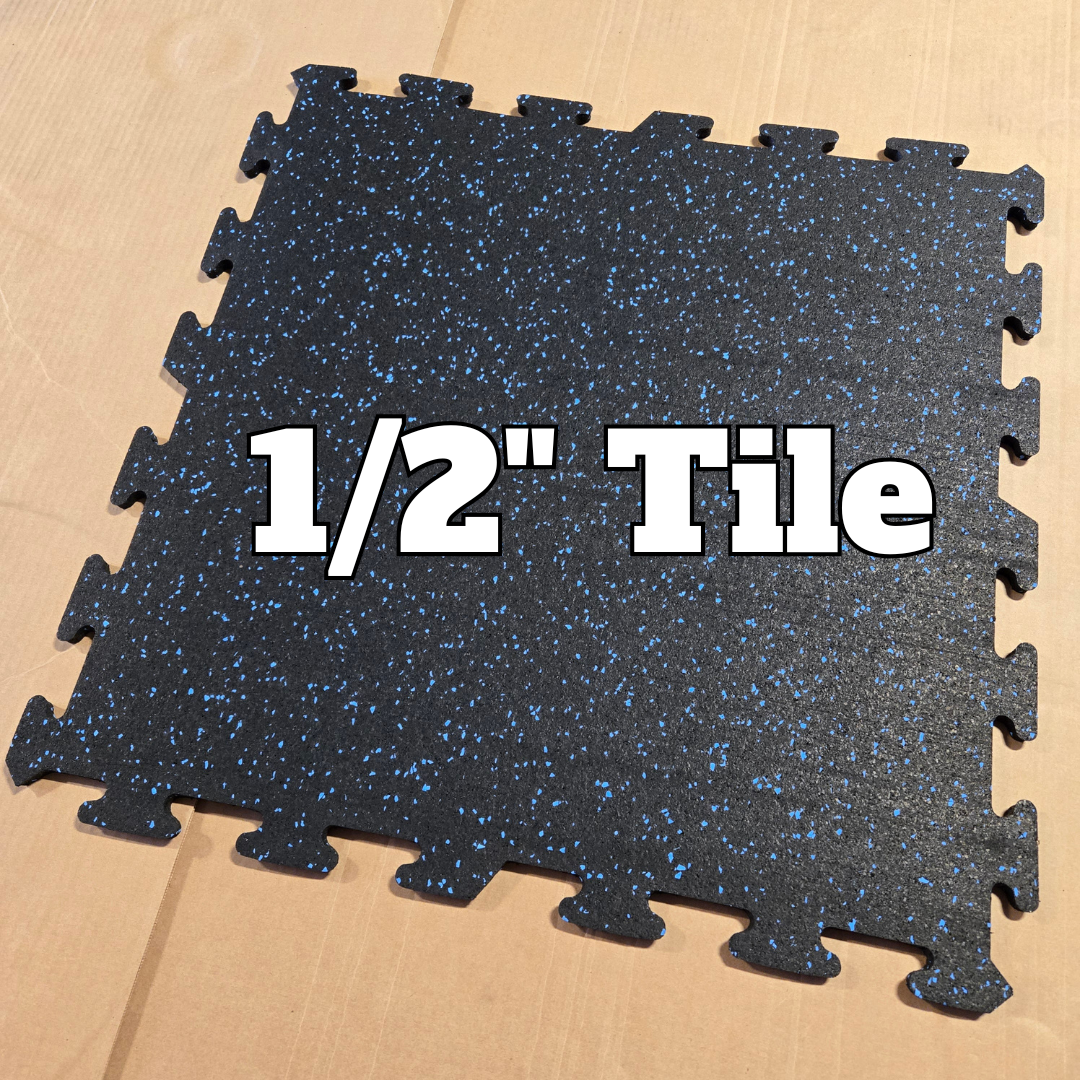 NEW Hammer Clad 1/2" Premium Rubber Floor Tiles and Gym Tile Flooring Interlock (Blem)