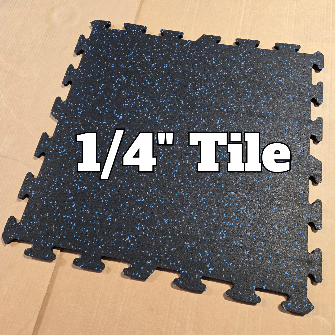 NEW Premium 1/4" Rubber Floor Tiles and Gym Tile Flooring Interlock (Blem)