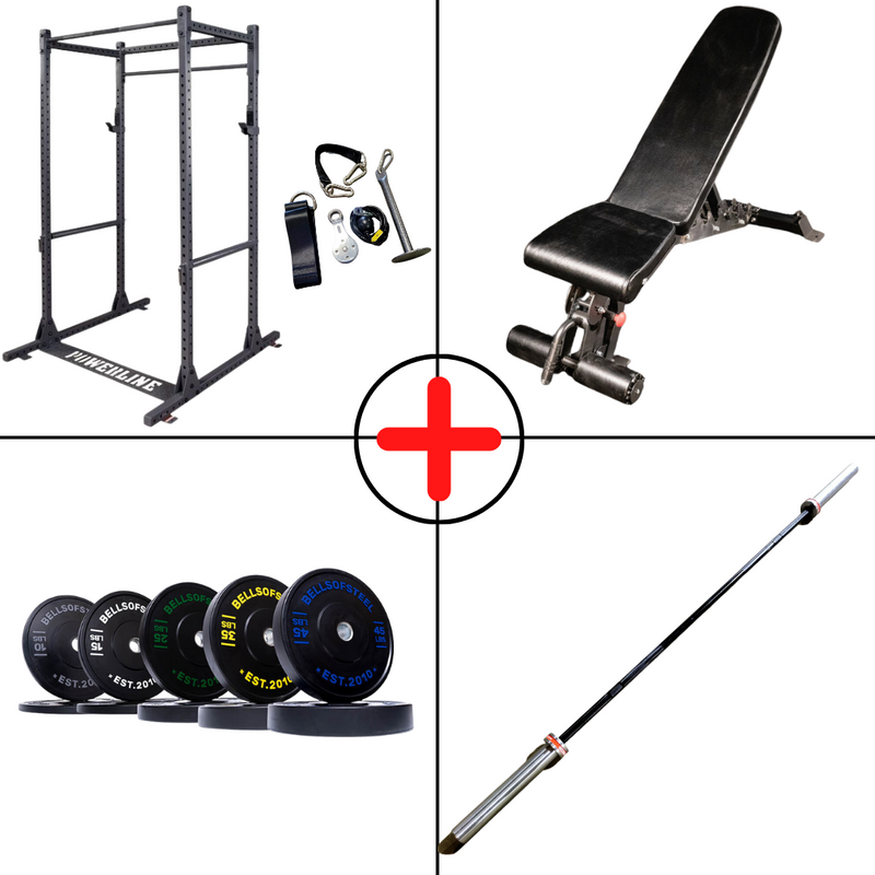 Complete Bumper Plate Home Gym Package + Pulley