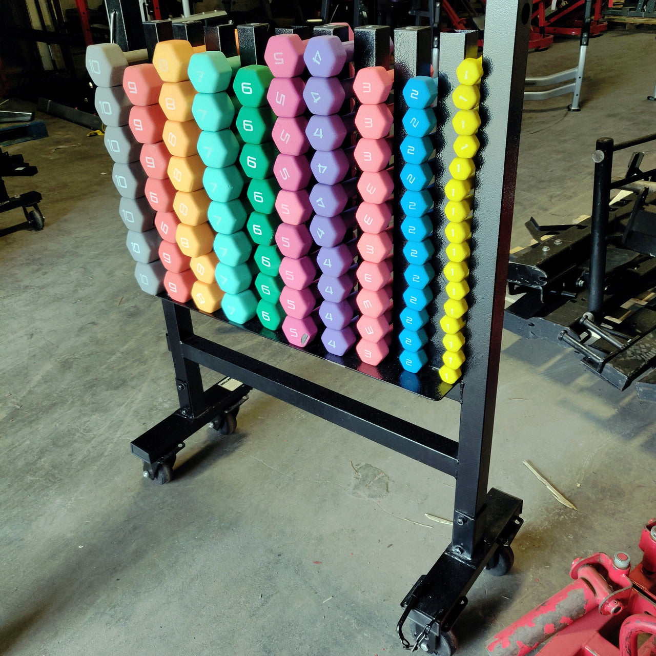 Mobile Neoprene Dumbbell Set Plus Rack