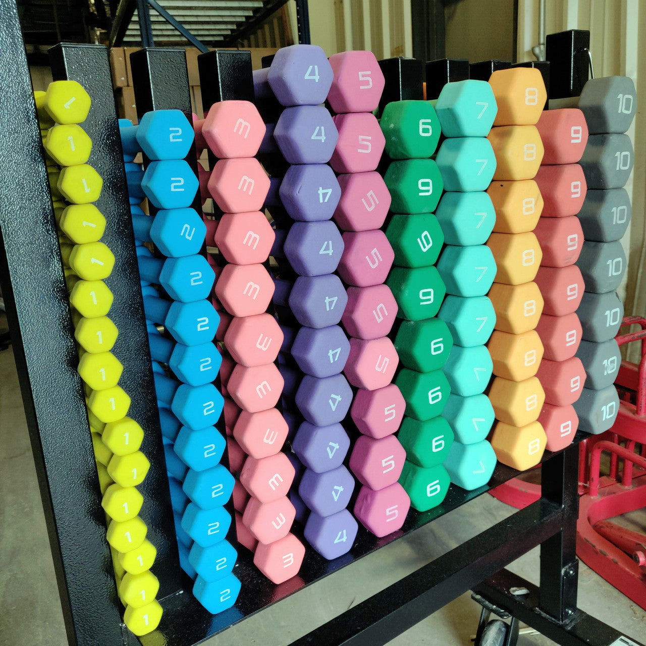 Mobile Neoprene Dumbbell Set Plus Rack