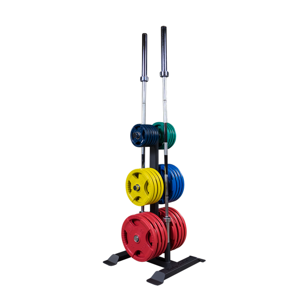 NEW Body Solid Weight Plate Tree Weight Rack for Bumper Plates with Barbell Holders WT56 