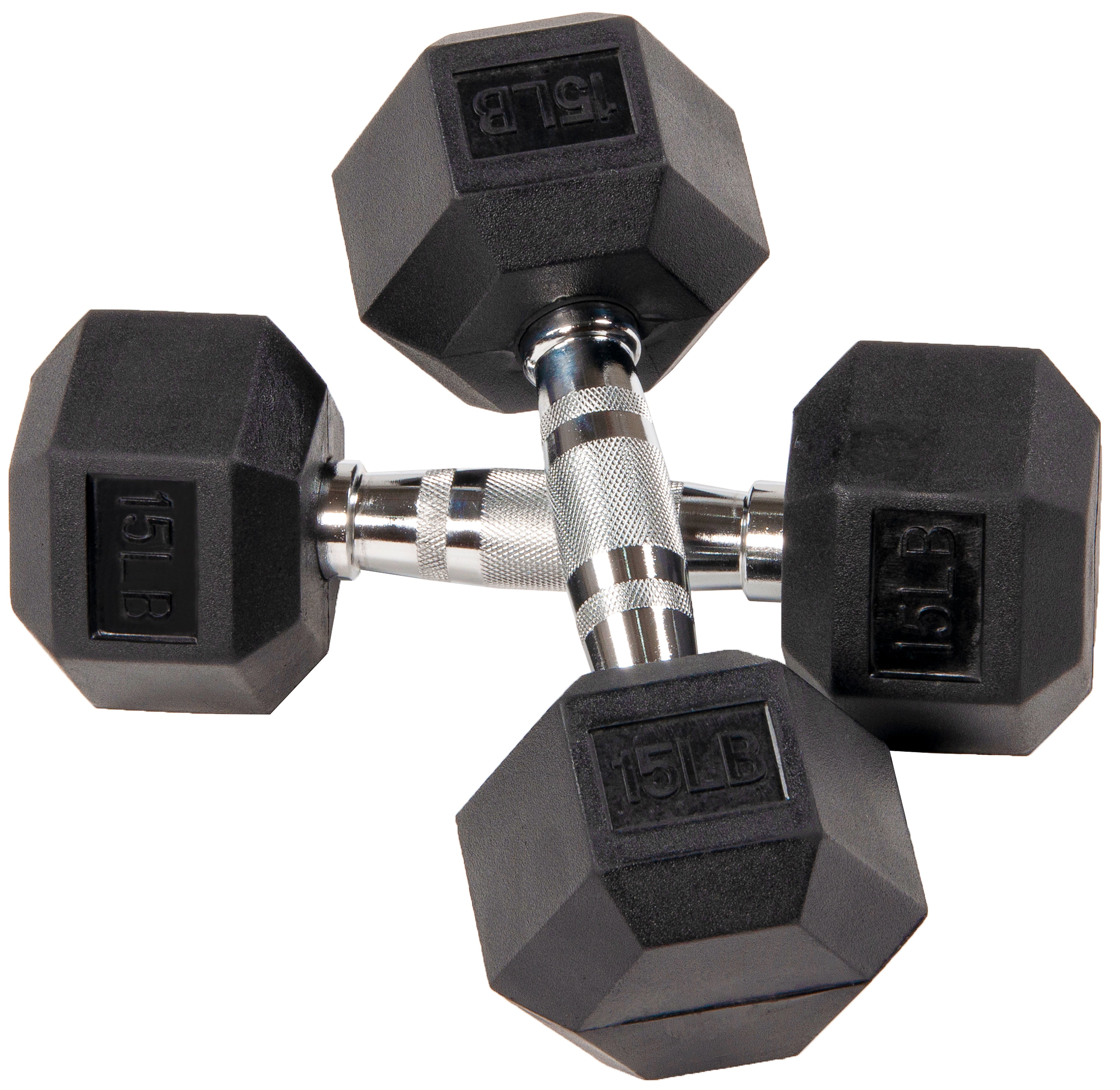 NEW Individual Rubber Hex Dumbbells 15lb Pair