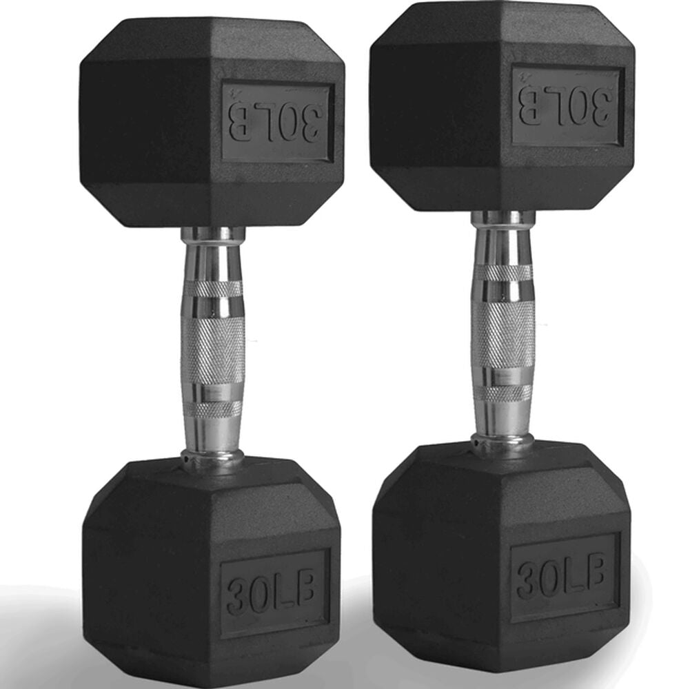 NEW Individual Rubber Hex Dumbbells 30lb Pair