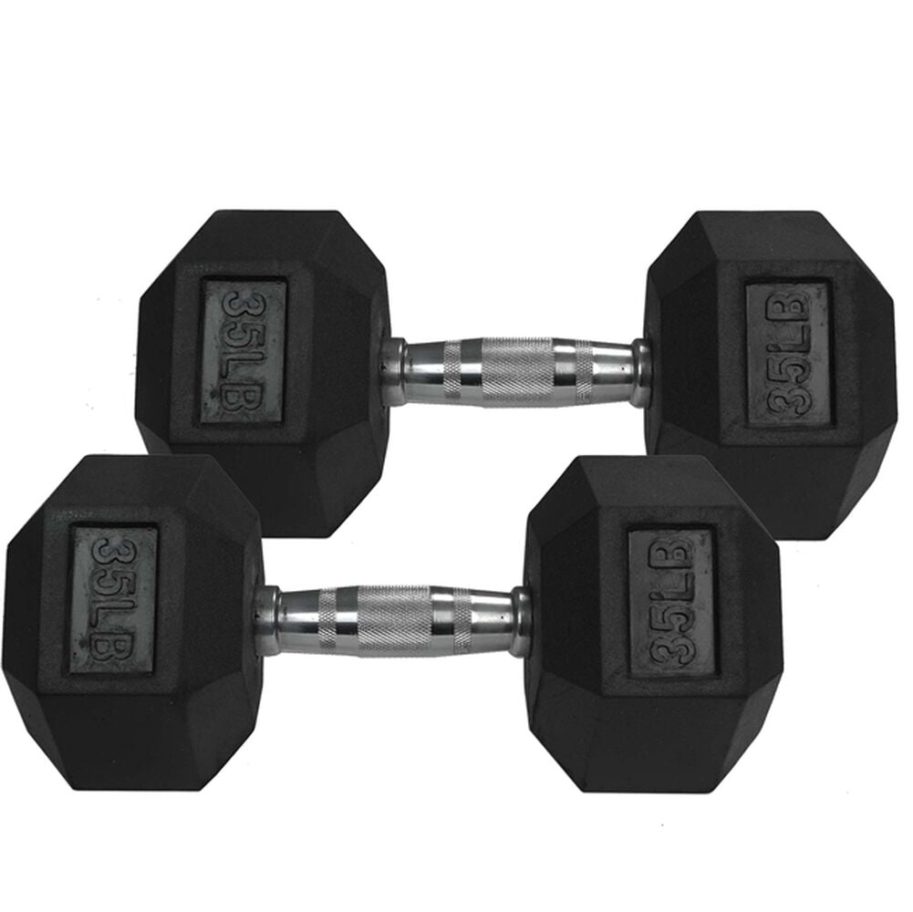 NEW Individual Rubber Hex Dumbbells 35lb Pair