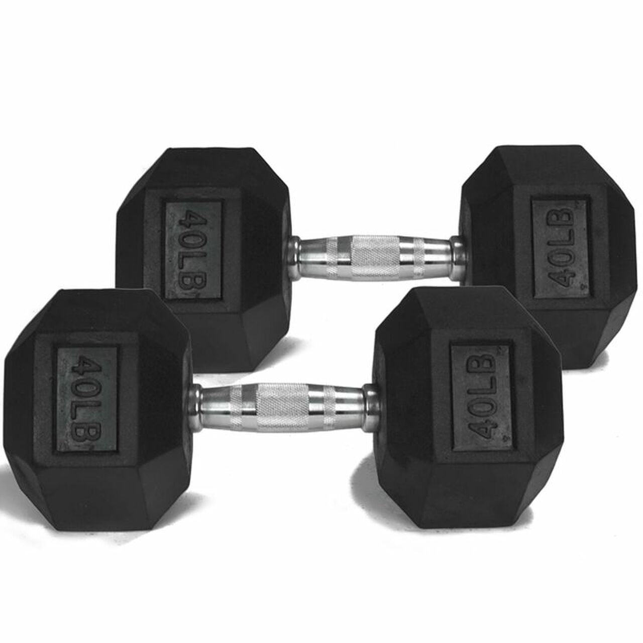 NEW Individual Rubber Hex Dumbbells 40lb Pair