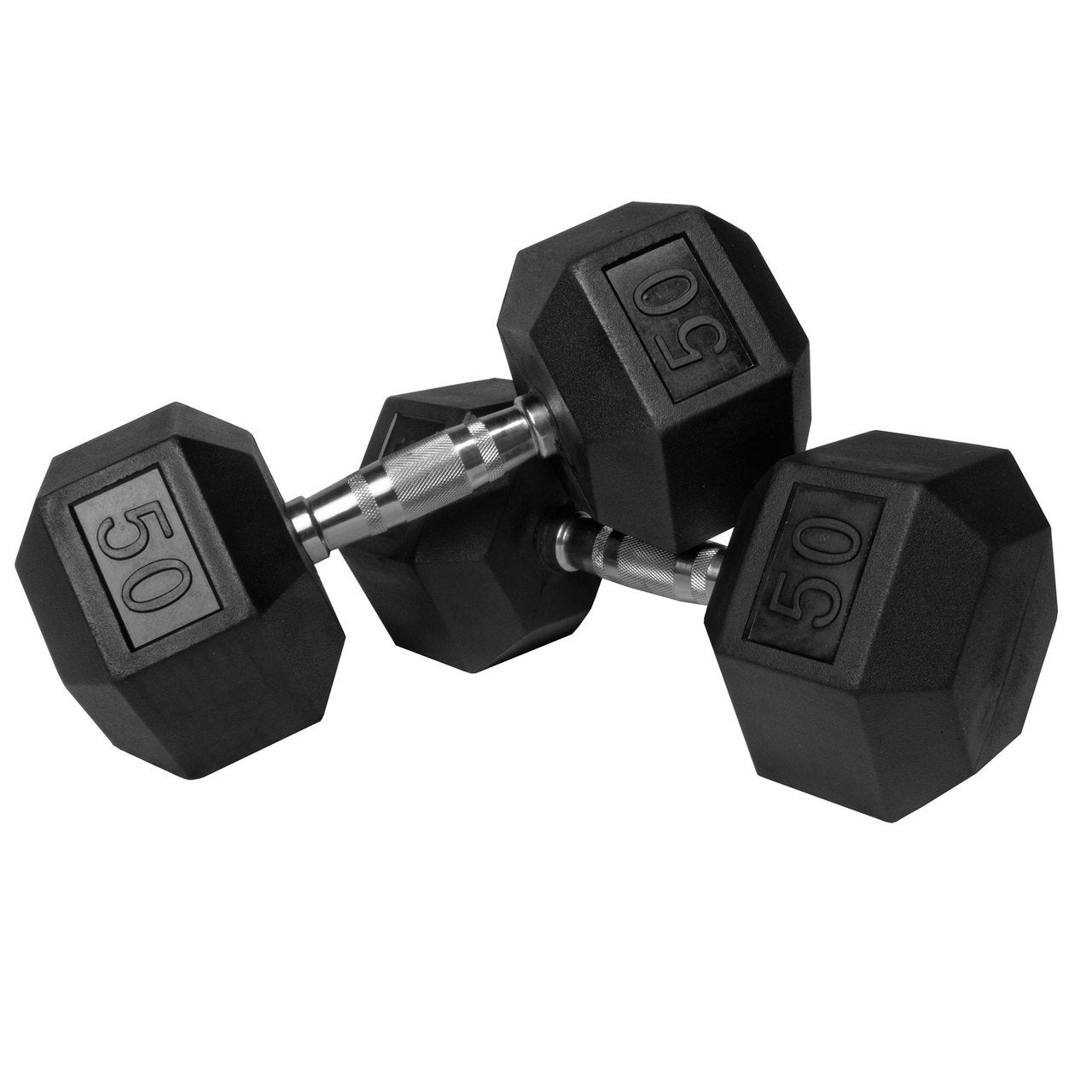 NEW Individual Rubber Hex Dumbbells 50lb Pair