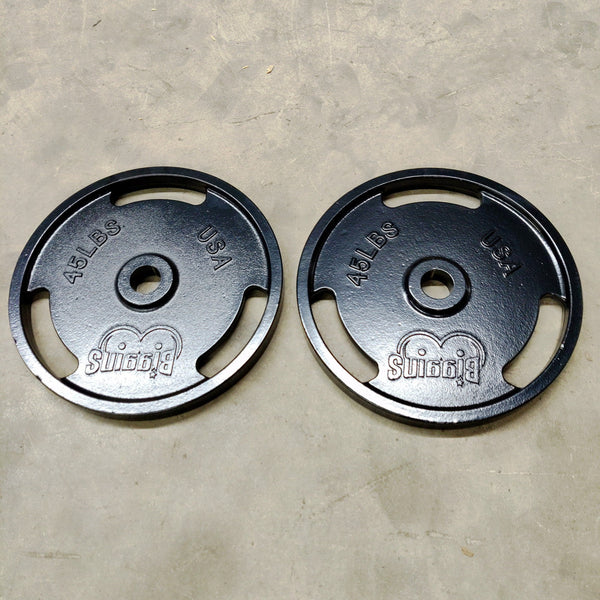 NEW Olympic Iron Weight Plates and Weights Machined Made in USA 45lb Pair