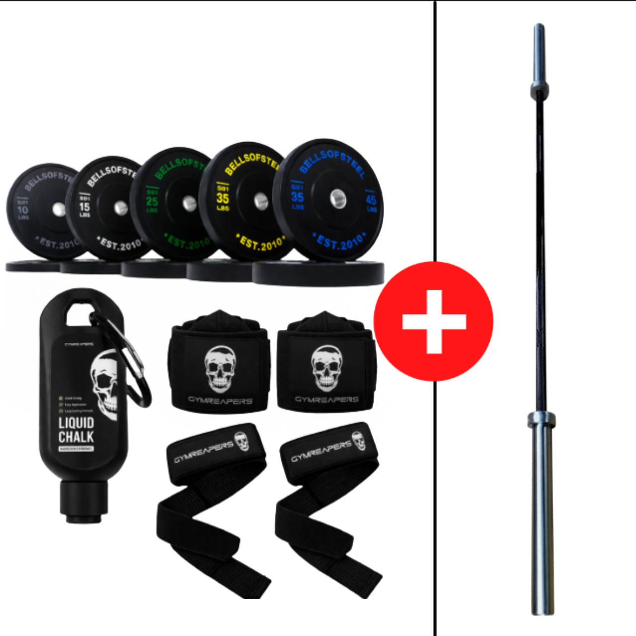 NEW Premium Bumper Plate & Barbell Package + Gymreapers Accessories | 260LB Set