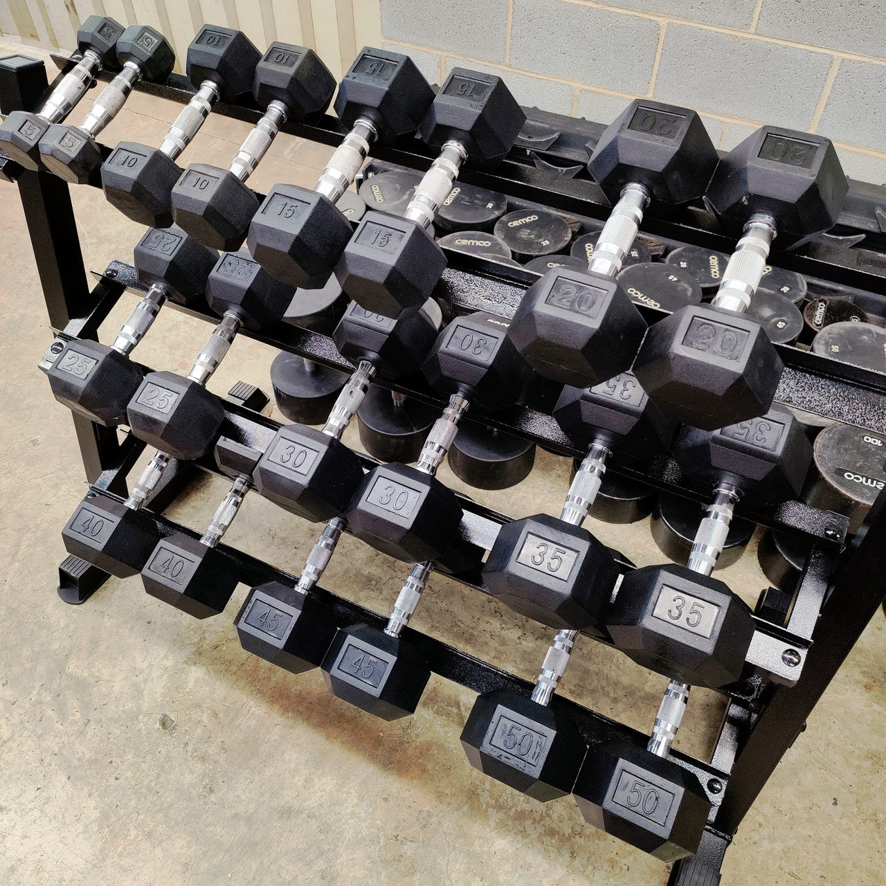 NEW Rubber Hex Dumbbell Set 5-50lb Full Set Hex Dumbbells