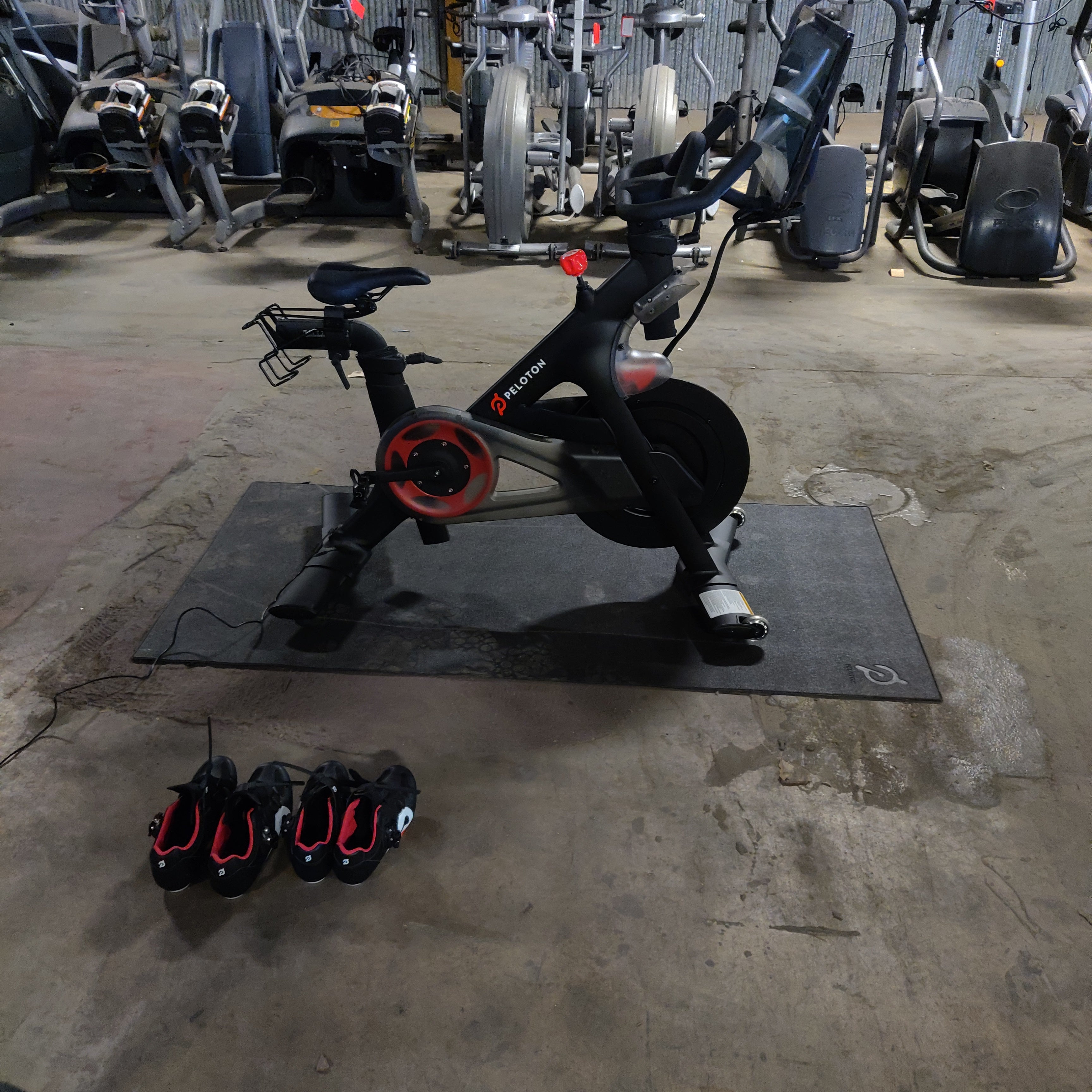 Peloton Upright Exercise Bike with Shoes and Mat