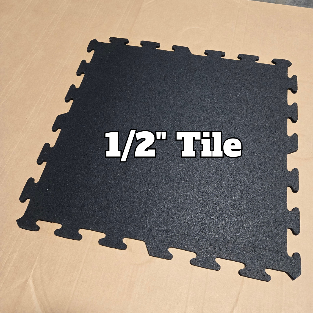 USED Hammer Clad 1/2" Premium Rubber Floor Tiles and Gym Tile Flooring Interlock