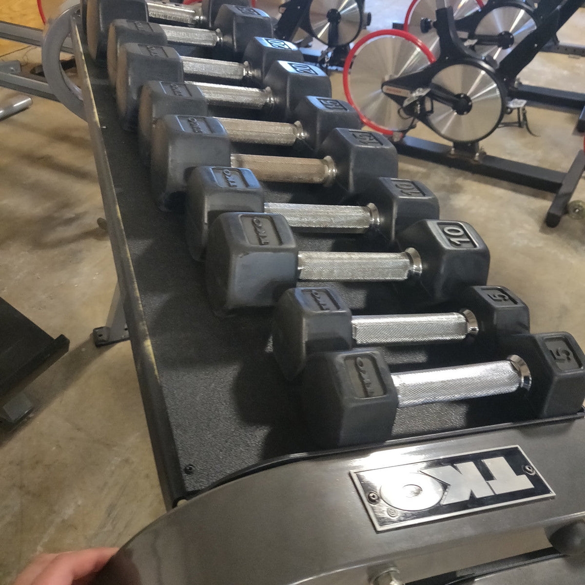 TKO 5-50 Dumbbell Set w/ Three Tier Horizontal Dumbbell Rack