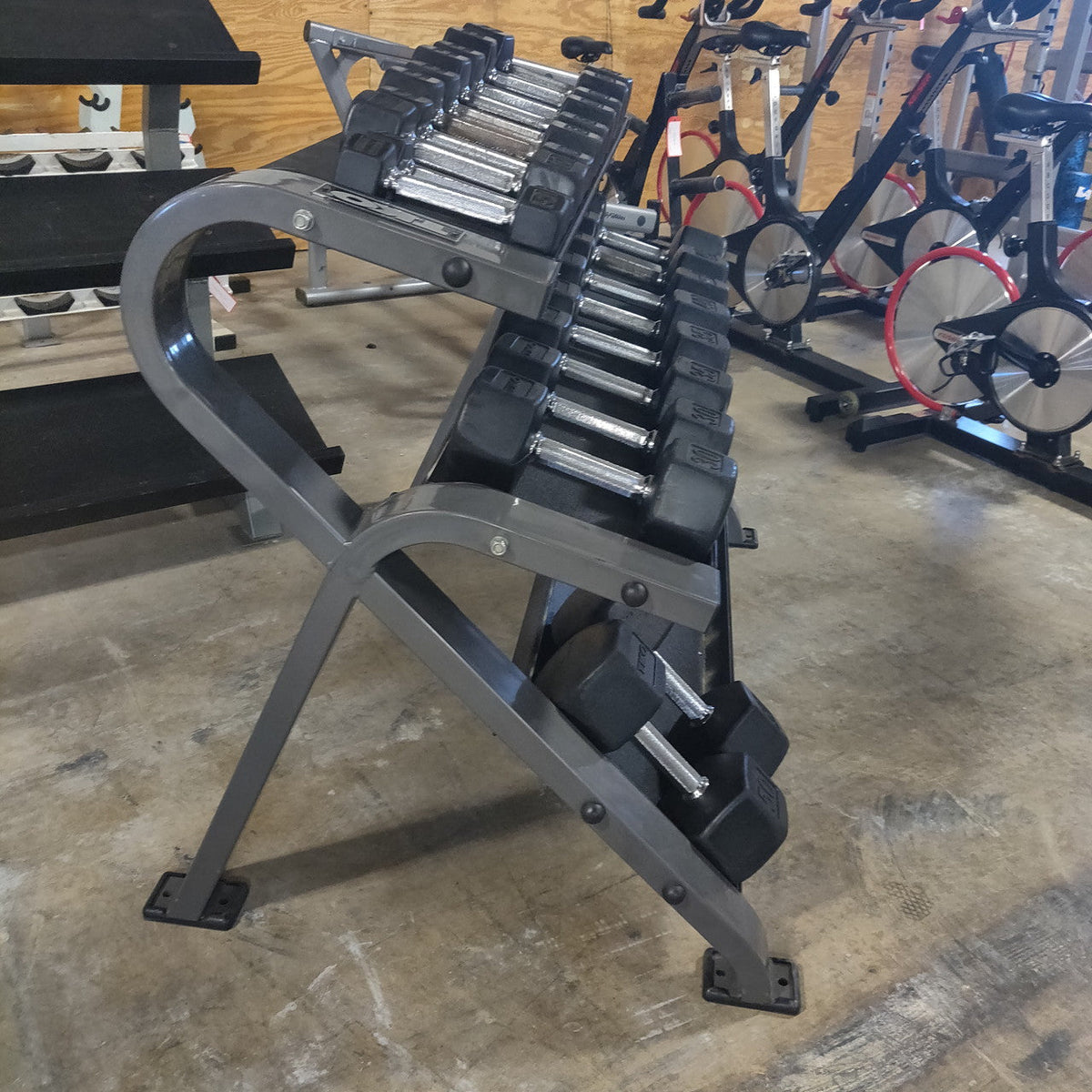 TKO 5-50 Dumbbell Set w/ Three Tier Horizontal Dumbbell Rack
