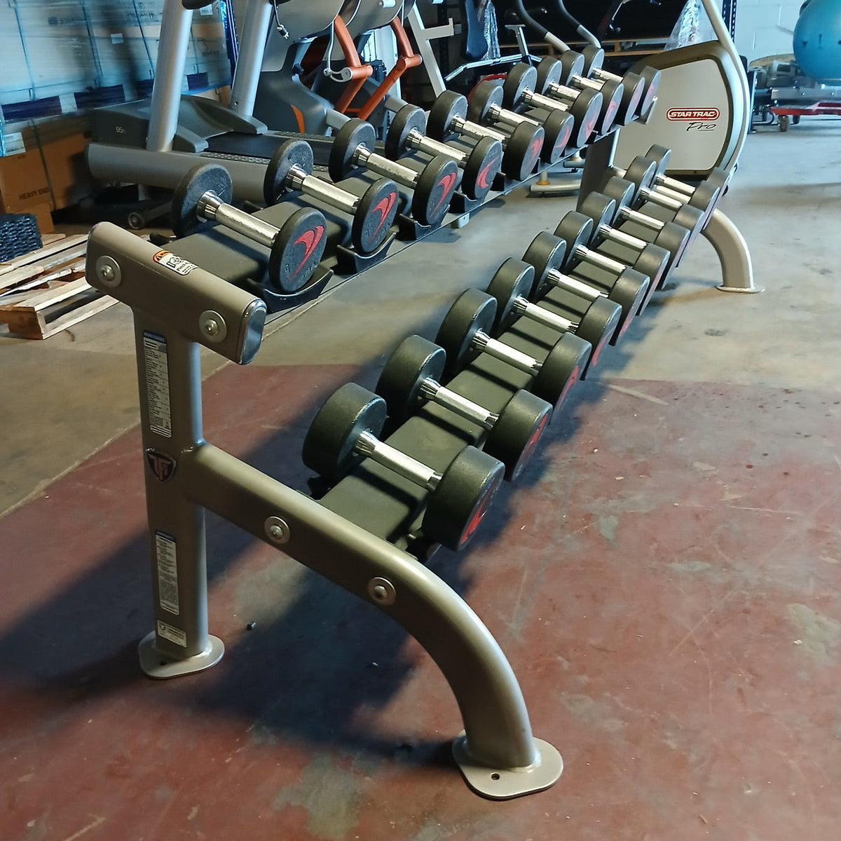 TKO 5-50 lb Signature Urethane Dumbbell Set w/ 2 Tier Pro Style Dumbbell Rack