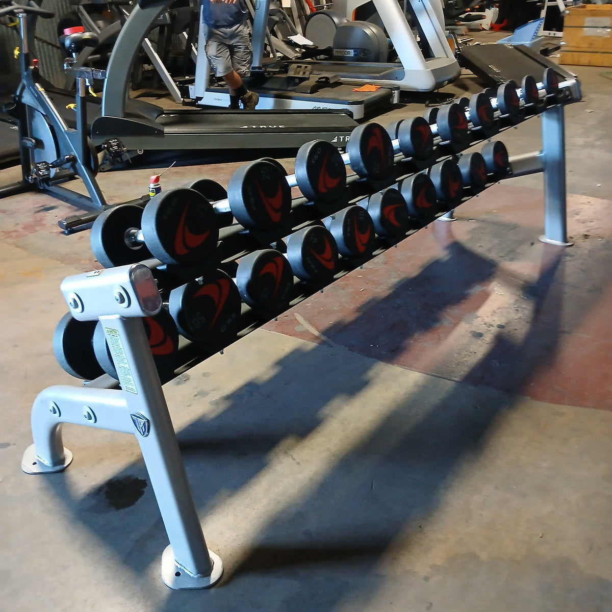 TKO 5-50 lb Signature Urethane Dumbbell Set w/ 2 Tier Pro Style Dumbbell Rack