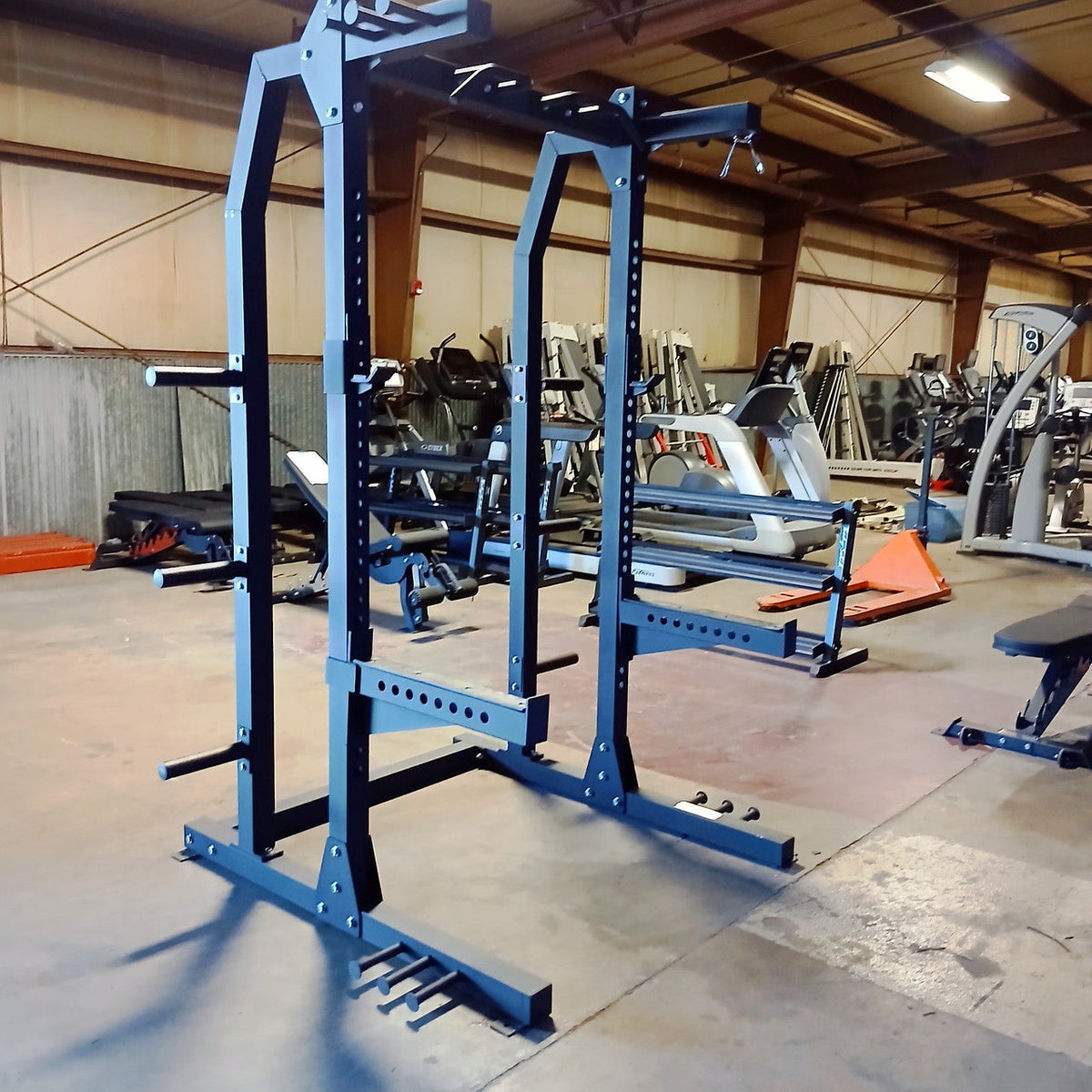 USED Lethal Fitness Half Rack Squat Rack with Band Pegs, Storage